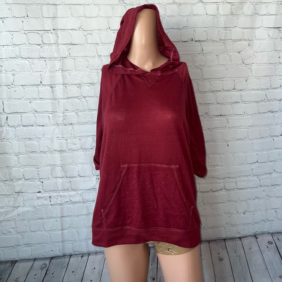 Mossimo Supply Co. Tops - mossimo dark red short sleeve hoodie size M